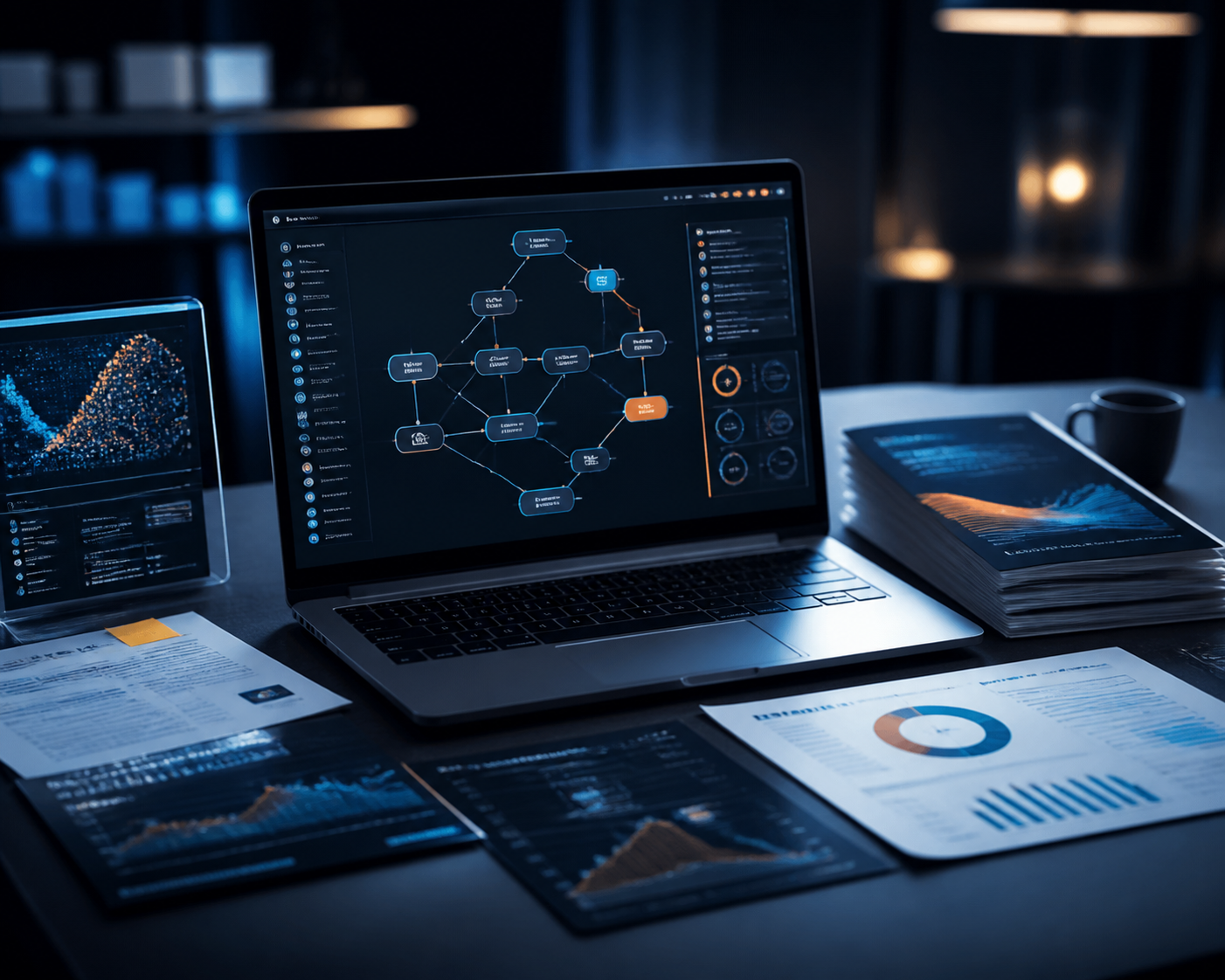 An autonomous AI workflow moving from research steps to a finished report